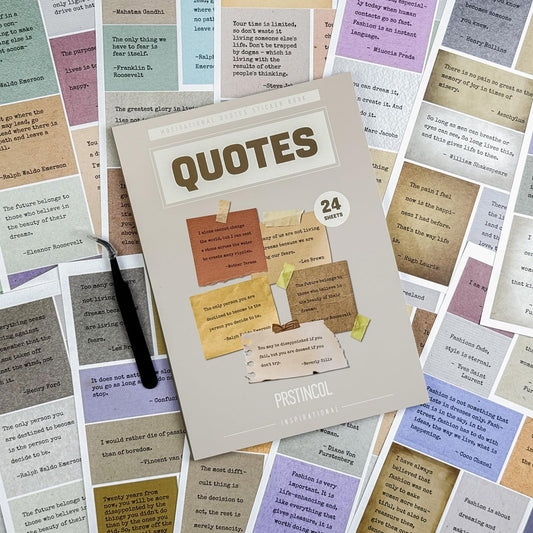 Prstincol 24 Sheets Vintage Motivational Quote Stickers Pad wtih Tweezer,246 Pcs Inspirational Typewriter Font Quotes Pad,Word Stickers for Scrapbook Junk Journal Bullet Journal DIY Craft Card Making