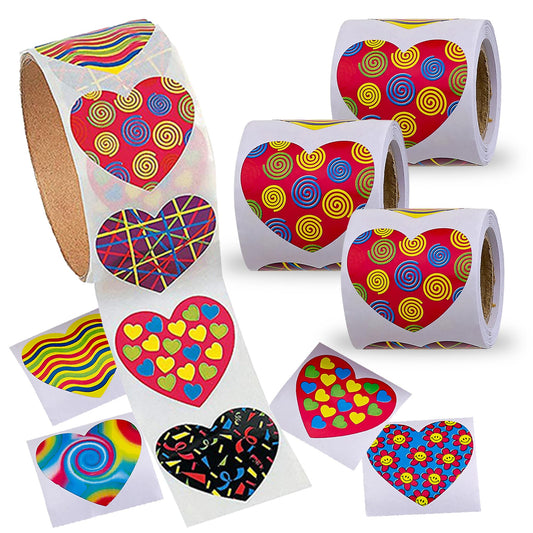 Playbees Funky Heart Stickers for Kids - 400 Pack of Rainbow Heart Themed Designs - Valentine’s Day Kids Educational Arts and Crafts, Scrapbooking, Teacher Awards, Classroom Prize, Encouragement