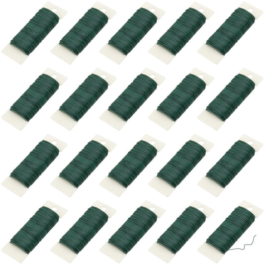 SENJEOK 20 Pack 38 Yards Green 22 Gauge Floral Wire, Flexible Paddle Wire for Crafts Wreaths Flower Floral Arrangements