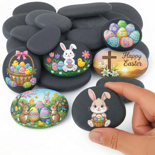 FUTUREPLUSX 20 PCS Painting Rocks, 2-3 Inch Natural Smooth River Rocks for Painting, Flat Stones for Kindness, Mother's Day Crafts, Garden Decor & Kids Art Projects