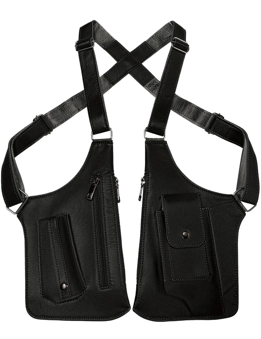 ECGER Large Double Shoulder Armpit Bag - Underarm Holster for Men, Anti-Theft Concealed Crossbody Wallet|phone Pouch for Outdoor Travel Cycling Work, Premium PU Leather (Black Armpit Bag)