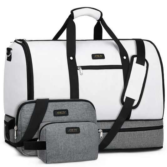 Garment Duffle Bag for Travel - Convertible Carry on Garments Duffel Bags Travel Bag for Women Men Large Weekender Bag with Shoes Compartment 3 in 1 Hanging Clothes Suit Dress Bag 3pcs Set