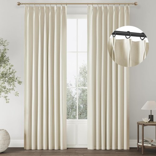 ChrisDowa Blackout Linen Curtains - 84-Inch Thermal Insulated Drapes for Living Room & Bedroom | 2 Panels