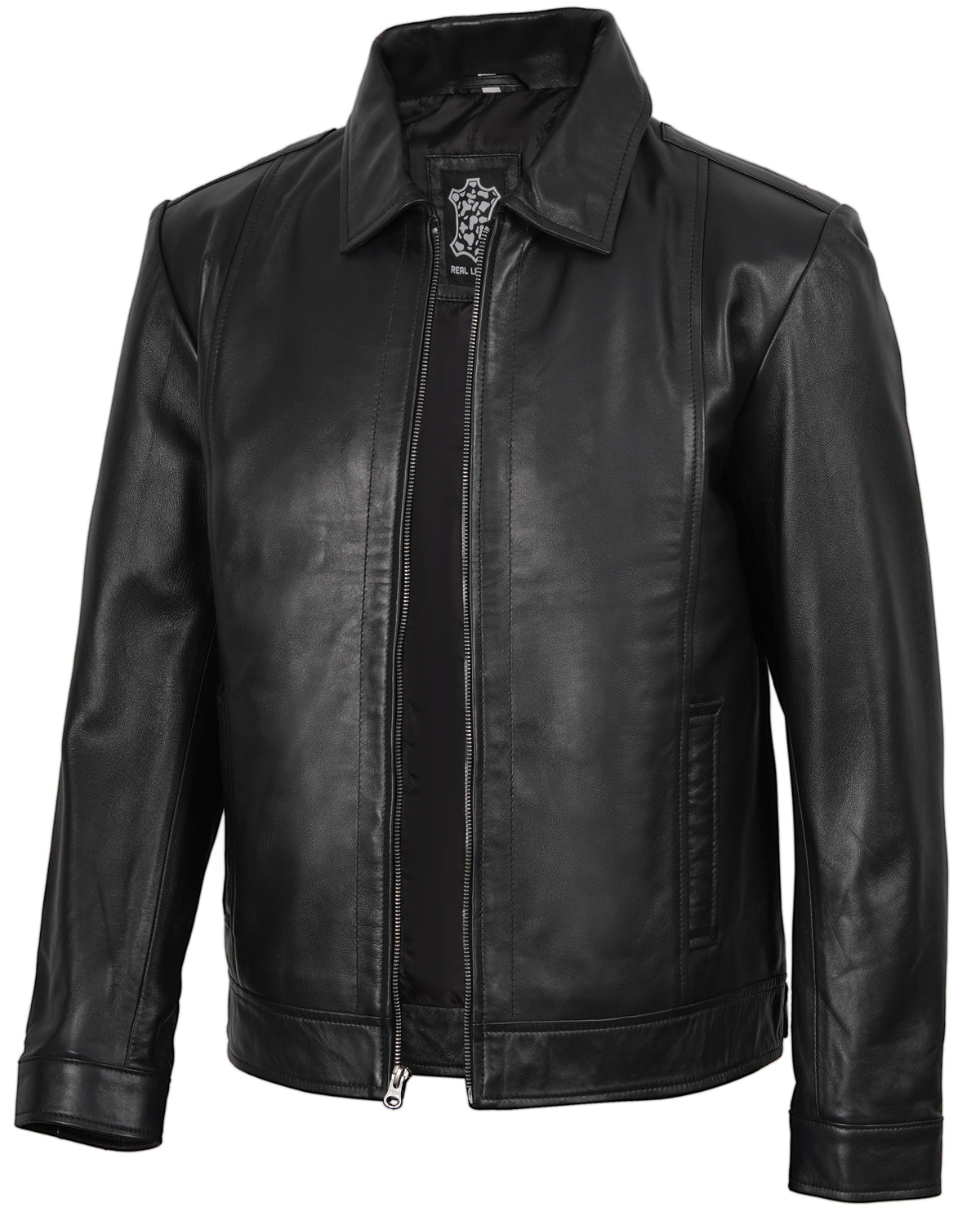 Decrum Black Leather Jacket For Men - Lambskin Vintage Leather Jackets | [1103535] Jose Black, XL