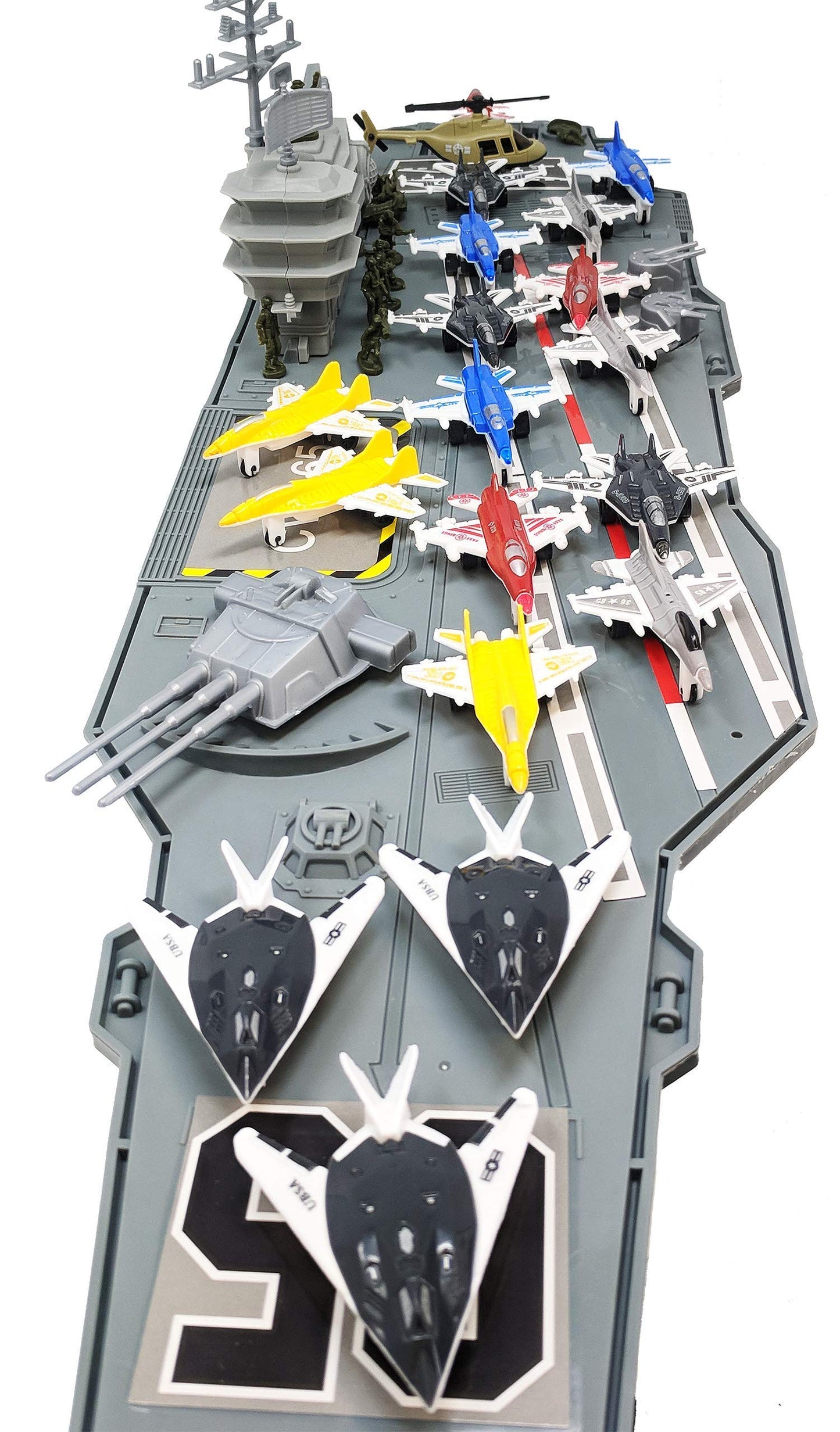 33 Inch Aircraft Carrier with Soldiers Jets Military Vehicles (18 Fighter Jets)