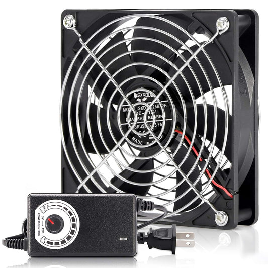 120mm 110V 115V 120V 3V 12V, AC Powered Fan with Speed Controller DC to for Router Receiver DVR PlayStation Xbox