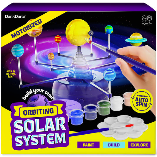 Dan&Darci 360° Orbiting Solar System for Kids - Paint & Build Model Kit - Arts and Crafts for Kid Ages 8-12, 4-6, 4-8, 6-8 - Space Toys 8-10 - Science Astronomy Gifts - Painting Craft Kits for Boys