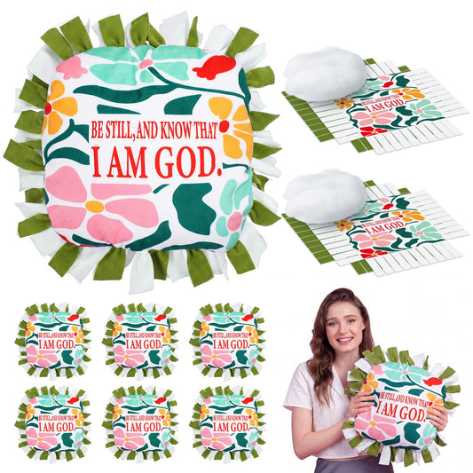 Chunful 6 Sets Christian Tied Pillow Craft Kit Religious Bible Be Still and Know that I Am God DIY Pillow Craft Inspirational Gifts for Women Christian Party Decor Vbs Favors Classroom Giveaways