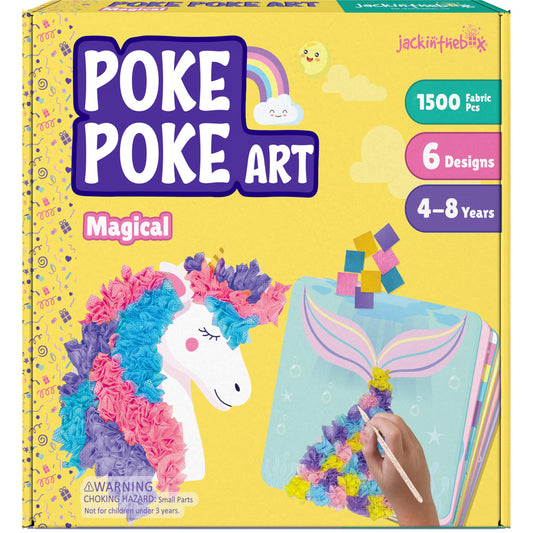 jackinthebox Poke Poke Art – Magical Theme, Mess-Free Fabric Art and Craft, Flower Pressing Kits, Gift for Kids, Girl Gifts, DIY Activity Boy Gift, Best Gift for Girls and Boys Ages 4 5 6 7 8
