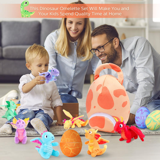 Zhanmai 11 Pcs Easter Dinosaur Stuffed Animal Small Dino Plush Toy and Egg Bag Set Cute Stuffed Dinosaur Animals Plush Toys Soft Stuff Animals for Birthday Dino Themed Party(Vivid)