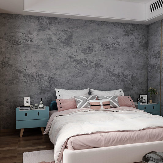 16"×354" Grey Blue Concrete Contact Paper 3D Extra Thick Faux Cement Concrete Wallpaper Peel and Stick Vinyl Textured Removable Adhesive Sticky Wall Tile Sticker for Kitchen Countertop Gym Bathroom