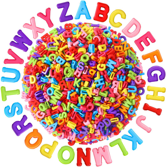 Augshy 700Pcs Large Letter Beads Colorful Plastic A-Z Mixed Alphabet Shape Beads for Jewelry Making Bracelets Necklaces Key Chains Shoelaces Crafts Party Decor(9x12mm)