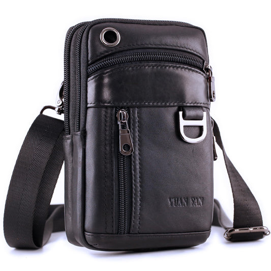 Small Mens Leather Satchel Cell Phone Holster,Vertical Belt Clip Cellphone Pouch,Purse Waist Bag Fanny Pack Compatible with Google,Zipper Phone Bag for Work,Hike