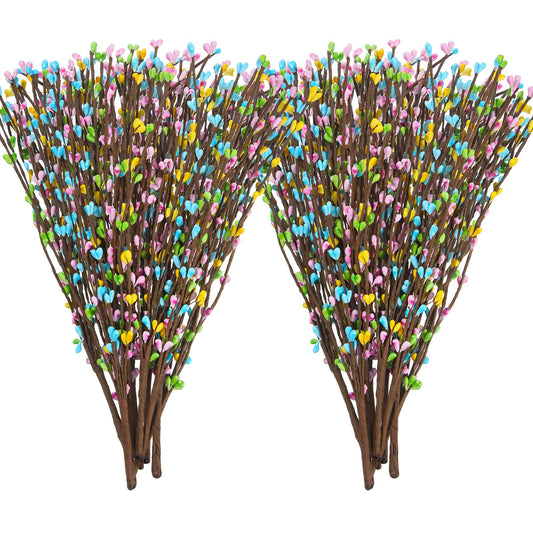Juinte 20 Packs Easter Berry Garland Artificial Sprays Wire Spring Pip Berry Decorative Garland Picks Floral Pip Picks Stems for Easter Crafts Floral Arrangement Wreath Making