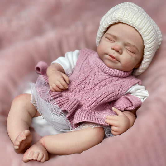 Gileutay 16inch Full Body Silicone Baby Dolls Lifelike Reborn Doll Girl Realistic Sleeping Newborn Babies Washable Hand Painted Doll for Toddler