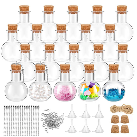 badashun 20 Packs Mini Plastic Bottles with Corks Clear Small Plastic Bottles for Birthday Baby Shower Wedding DIY Crafts Party Christmas Halloween Decoration Present