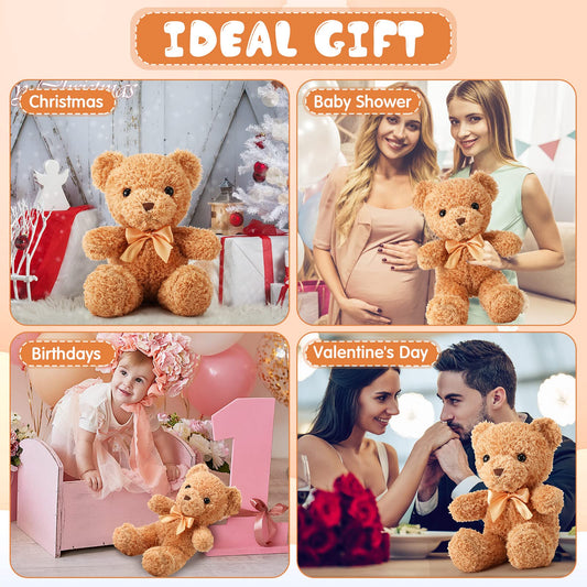 HyDren 36 Pcs Valentine‘s Day Bear Bulk Plush Stuffed Animals Toys 12 Inch Cute Soft Stuffed Bear with Bow Ties for Baby Shower Birthday Gift Party (Brown)