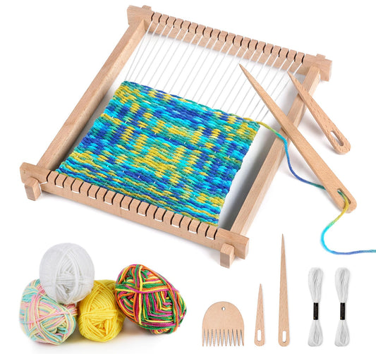Lemonfilter Weaving Loom Kit for Kids, 9 * 11inch Loom Knitting Frame Child Multi-Craft Handcraft Weaving Set for Kids 6-12, Wooden Weaving Loom for Adult, DIY Handcraft & Beginners
