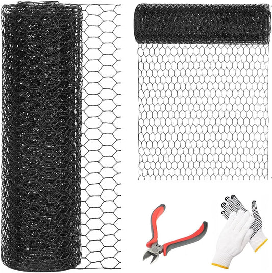DOLEMODUO 24'' x 100' Black Chicken Wire Mesh Fence, 15 Gauge Poultry Netting and 2 inch Mesh Fence Roll, Chicken Wire for Floral Arrangements/Crafts/Farm/Livestock/Pet Protection