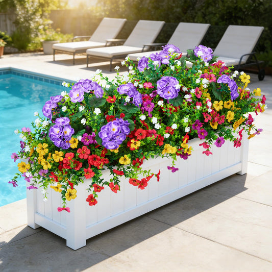 Hrobek Artificial Flowers for Outdoors Faux Plants Outside Indoor,Realistic UV Resistant Silk Fake Geranium Daisy for Home Patio Garden Back Yard Front Porch Decor Spring Summer(12 Bunches)