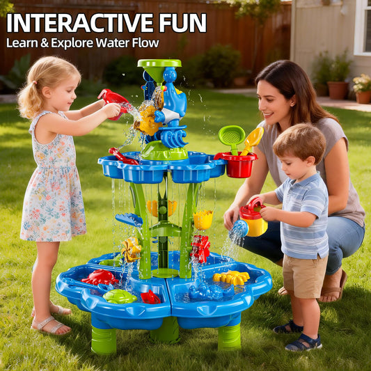Kenthoris Water Table for Toddlers 1-3, Toddler Outdoor Toys Kids Summer Beach Backyard Pool Splash Activities Playsets, Water and Sand Activity Sensory Playset for Toddlers 1.5+ Years Old (9933)