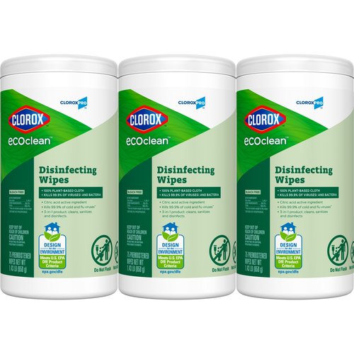 CloroxPro Clorox EcoClean Disinfecting Wipes, 75 Count, Pack of 3