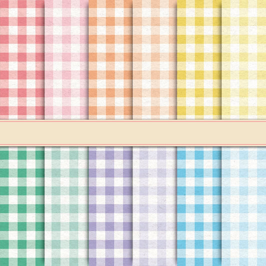 Whaline 24pcs Spring Pastel Plaid Pattern Paper 12 Designs Gingham Double-Sided Scrapbook Paper for DIY Crafts Scrapbook Photo Album Decor, 11.8 x 11.8 Inch