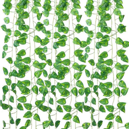 36 Pack Artificial Ivy Garland, 252 Ft Fake Vines Hanging Plants for Room Decor, 72 Leaves Aesthetic Faux Greenery Garland Pothos Leaf with Strengthened Joint Prevent Leaves Falling Off for Wall Decor