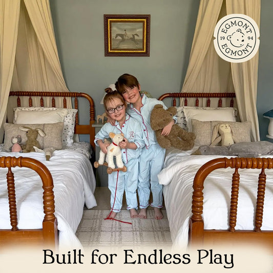 Egmont Toys Eliot Wooden Pull Dog – Montessori Toy for 1 Year Old, Plush Dog Pull Along Set on Wheels, Toddler Pull Puppy, Wooden Soft Plush for Boys and Girls, Educational Baby Drag Along Gift