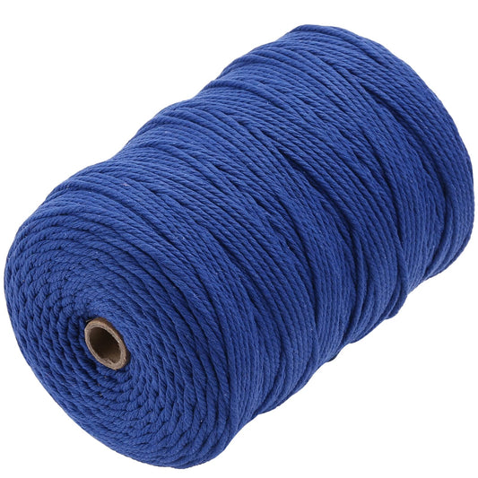 GOHOF Cotton Macrame Cord 3mm 328yards Natural Colored Macrame Supplies, Soft Craft Cotton Rope for Plant Hanger Wall Hanger Dreamcatcher (Dark Blue)