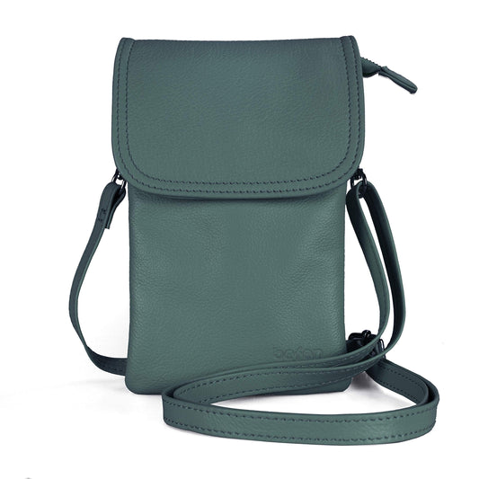 befen Genuine Leather Cell Phone Purse Crossbody, Small Travel Crossbody Bags for Women Trendy Spring Summer, Fit iPhone 15 - Hunter Green