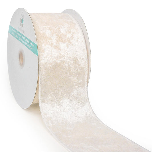 Ivory Velvet Ribbon 2.5 Inch x 10 Yards for Christmas Tree Topper Home Decoration Wreath Gift Wrapping DIY Craft