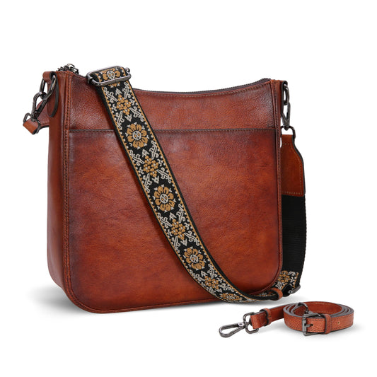 HESHE Shoulder Bag for Women Brown Leather Purse with Pockets Hobo Crossbody Bags Vintage Satchel Purse Work Bag(Brown)