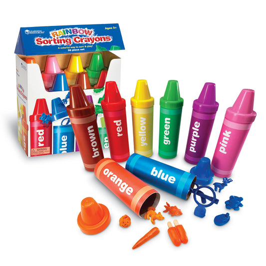 Learning Resources Rainbow Sorting Crayons - Toddler Gifts, Toddler Accessories, Jumbo Stacking Toys, Fine Motor Skills, Classroom And Preschool Activities, Montessori
