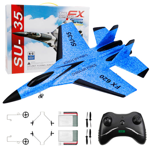 Eayaele SU-35 RC Plane, 2CH Remote Control Airplane, Ready & Easy to Fly for Beginners, RC Aircraft Jet with Luminous (Blue)