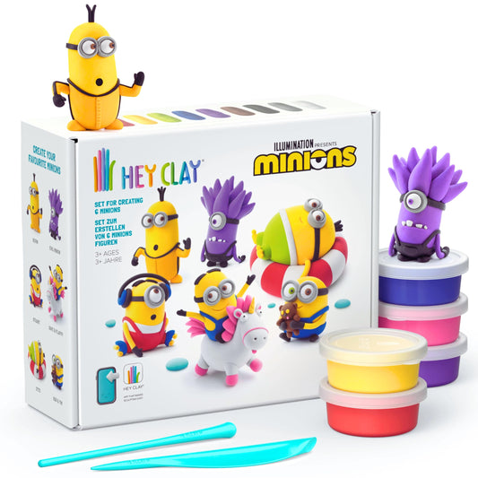 HEY CLAY Minions - Colorful Modeling Air Dry Clay for Kids - Craft Kits for Kids Ages 4-8 - DYI Minion Toys (Full Set (6 Characters))