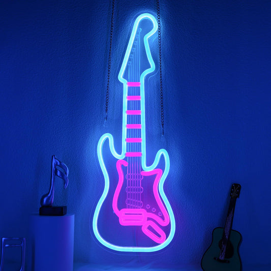 CoolGift Mart Electric Guitar Neon Light, Dimmable LED Guitar Neon Wall Sign USB Powered, Decorations for Bedroom Living Room Man Cave Music Studio, Gift for Guitar Players Guitarists Music Lovers