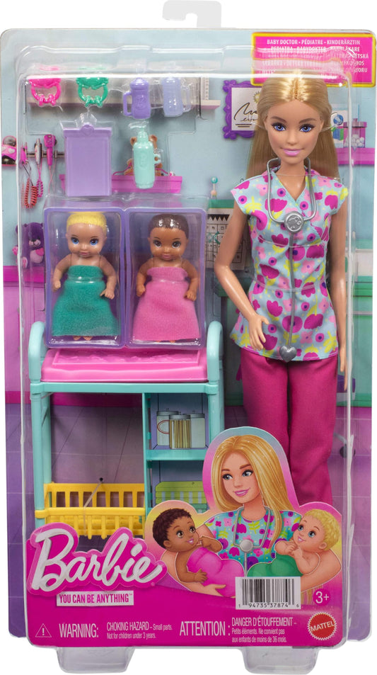 Barbie Careers Baby Doctor Playset with Blonde Fashion Doll, 2 Baby Dolls, Exam Table & Accessories
