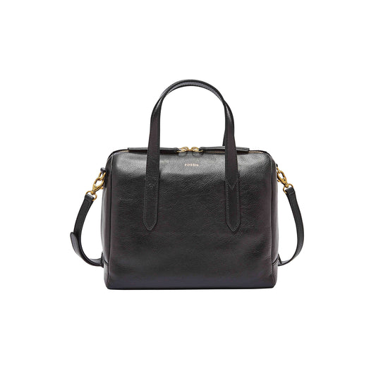 Fossil Women's Sydney Leather Satchel Purse Handbag, Black