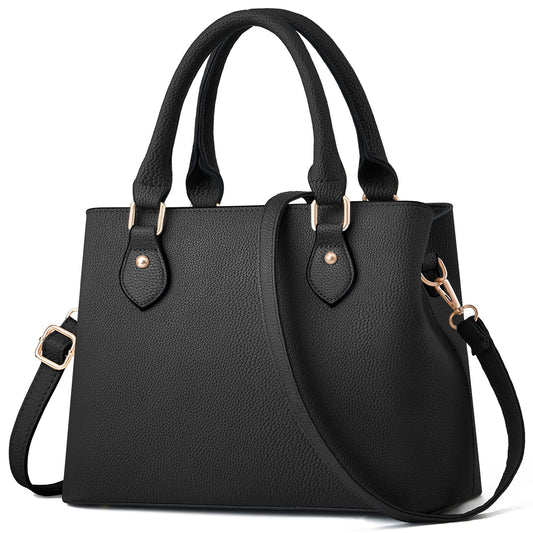 CHICAROUSAL Purses and Handbags for Women Leather Crossbody Bags Women's Tote Shoulder Bag (Black cc)