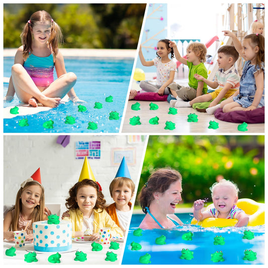 Mototo 120 PCS Rubber Frogs Little Squeaky Frogs Float Bath Toy Green Shower Swimming Bathtub Toy Easter Egg Stuffer for Hyundai Santa Cruz Jeep Game Prize Froggy Birthday Party Classroom School Decor