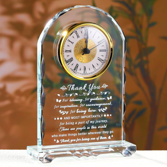 Ornalrist Thank You Gifts for Women Men, Crystal Clock Appreciation Gifts for Coworkers Friends Employee Teacher, Thank You Clock for Leader Colleague