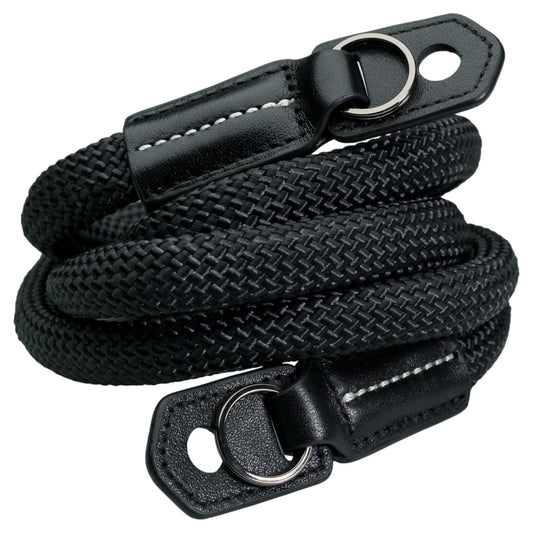 Vi Vante Sheetline Black Rope Camera Strap w/Nappa Leather Ends FINAL CLOSEOUT (Black w/White Stitching)