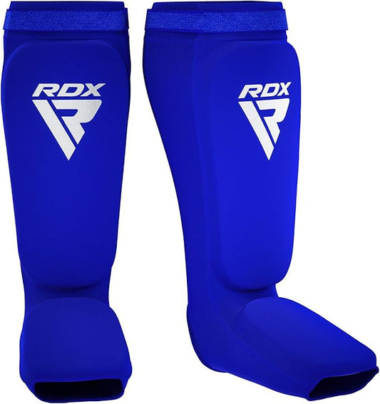 RDX Shin Guards Kickboxing Muay Thai, SATRA Approved, MMA Leg Instep Protection Pads, Sparring Training Martial Arts Boxing, Elasticated Padded Protector, Karate BJJ Taekwondo Gear, Men Women