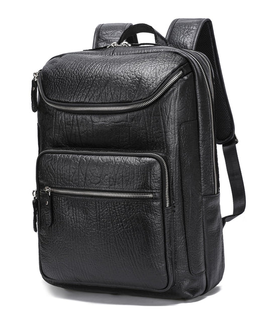 LANNSYNE Full Grain Leather Backpack For Men, 15.6" Leather Laptop Backpack Hiking Travel Bag Camping Rucksack