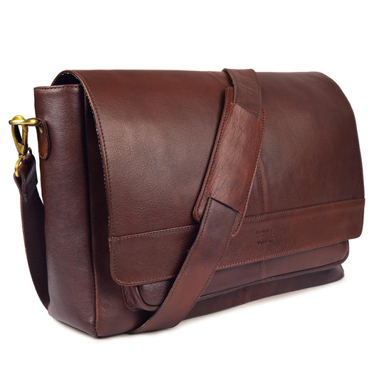 LEATHER VILLAGE Vintage Leather Handmade Laptop Messenger Bag-15.5 Inch Satchel-Red Briefcase Shoulder Bag for Men & Women, Crossbody Work Bag for Office, Travel, and Daily Use