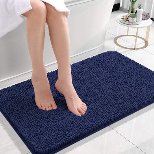 OLANLY Small Bathroom Rugs - Soft Absorbent Chenille Bath Mats | Quick Dry, Machine Washable, 24x16, Twilight Sapphire