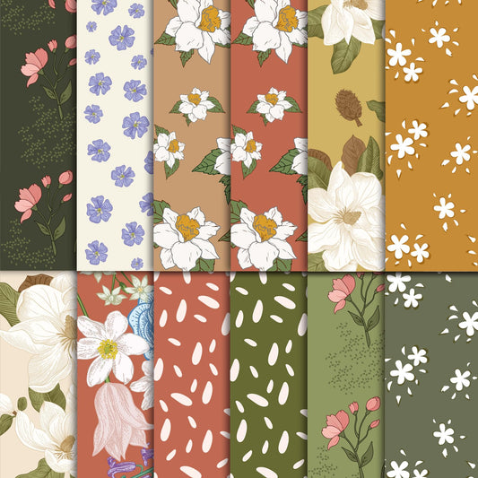 EggSun 48 Sheets Vintage Floral Scrapbook Paper,Vintage Floral Pattern Decorative Scrapbook Paper for Journals DIY Cards and Photo Albums,Aesthetic Craft Supplies