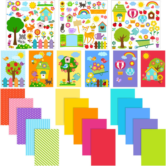 Outus 15 Pcs Greeting Card Making Kits, Including 3 Sheets Stickers, 15 Blank Envelopes and 15 Seal Stickers, Thank You Card Kit for DIY Handmade Making Crafts Supplies