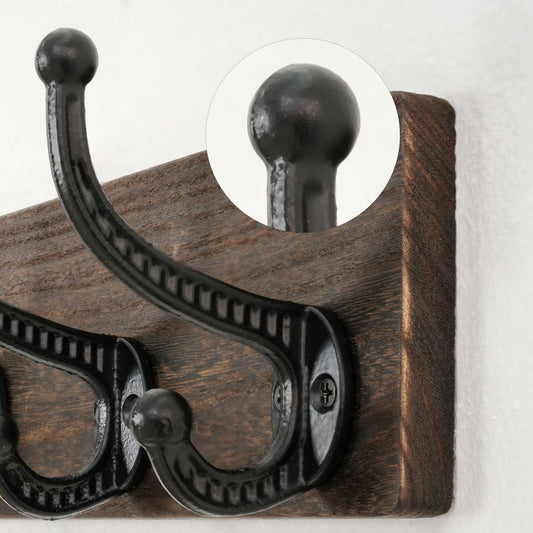 WEBI Rustic Coat Rack Wall Mount,5 Cast Iron Coat Hooks Wall Mounted,Heavy Duty Wood Wall Coat Hanger Hooks for Hanging Coats,Jacket,Clothes,Backpack,Farmhouse,Weathered Brown